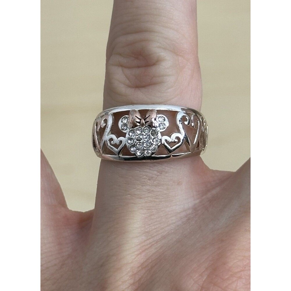 Minnie Mouse Ring Love And Kisses Rose Gold Silver Toned Disney Size 5 Used